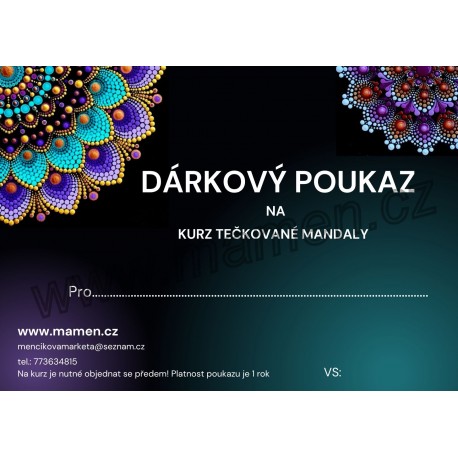 DÁRKOVÝ POUKAZ na kurz malování tečkované mandaly