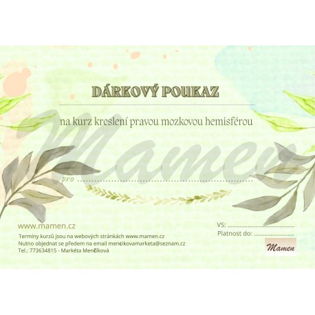 DÁRKOVÝ POUKAZ na kurz kreslení pravou moz. hem.