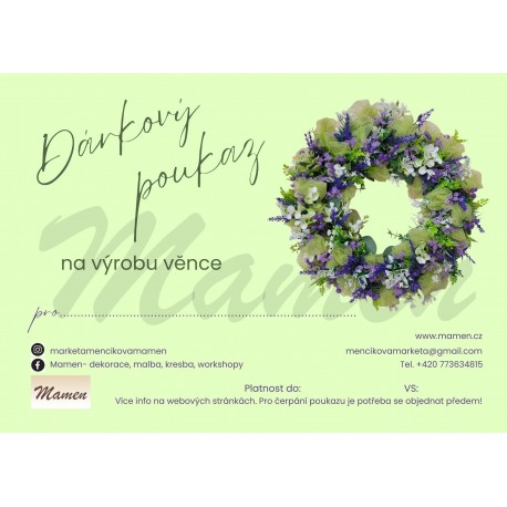 DÁRKOVÝ POUKAZ na kurz výroby věnce